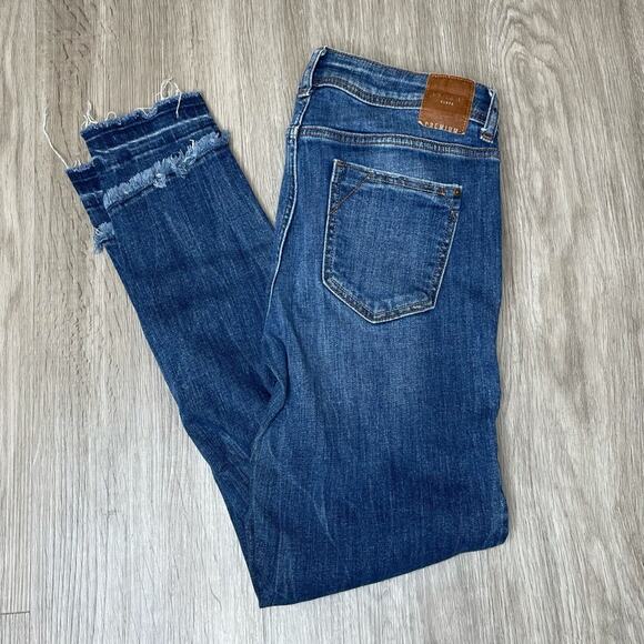 Zara Denim - ZARA BASIC Women's Medium Wash Distressed/ Frayed Z1975 Denim Skinny Jeans sz 2